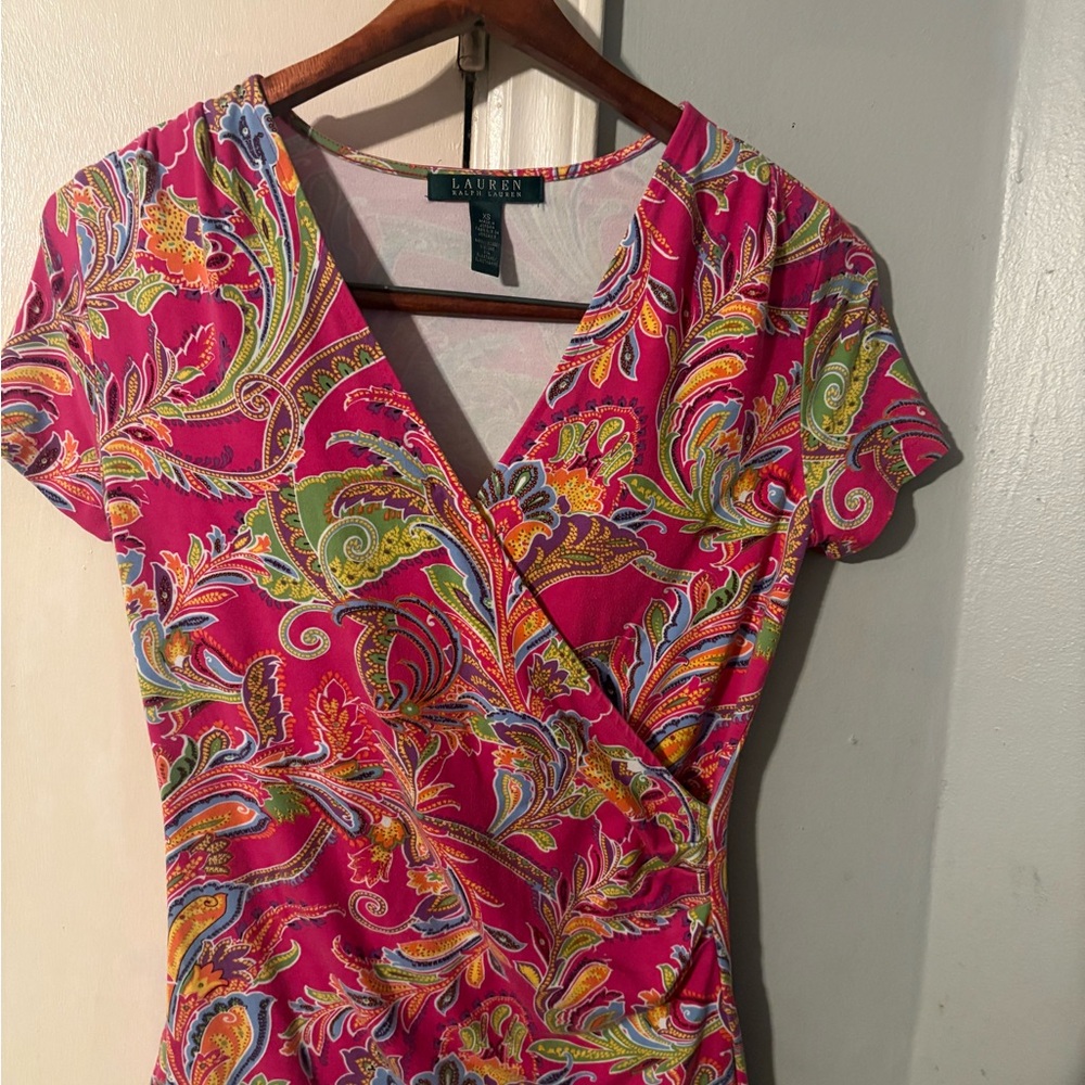 Ralph Lauren Pink Paisley wrap style shirt